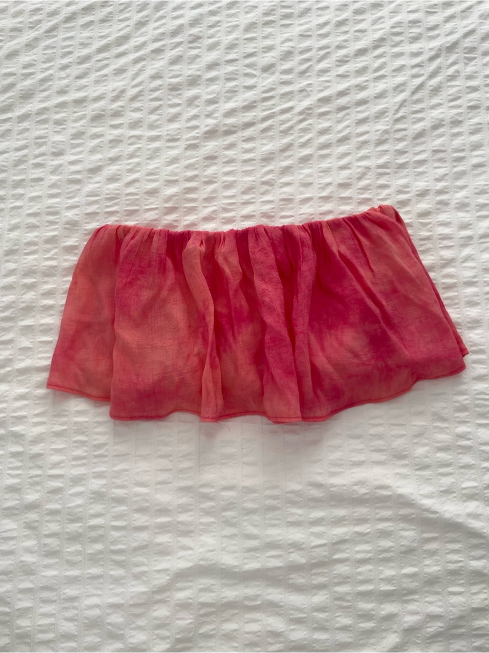 Forever 21 Flowy Ruched Bandeau Tube Top Hot Pink Coral Tie Dye